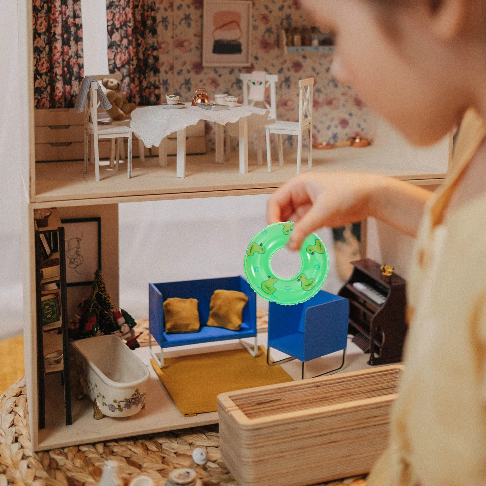 15 pezzi mini giocattoli da nuoto anelli da nuoto decorazioni per la casa minuscola giocattolo per bambini giocattoli da bagno sicuri in plastica per bambini facili