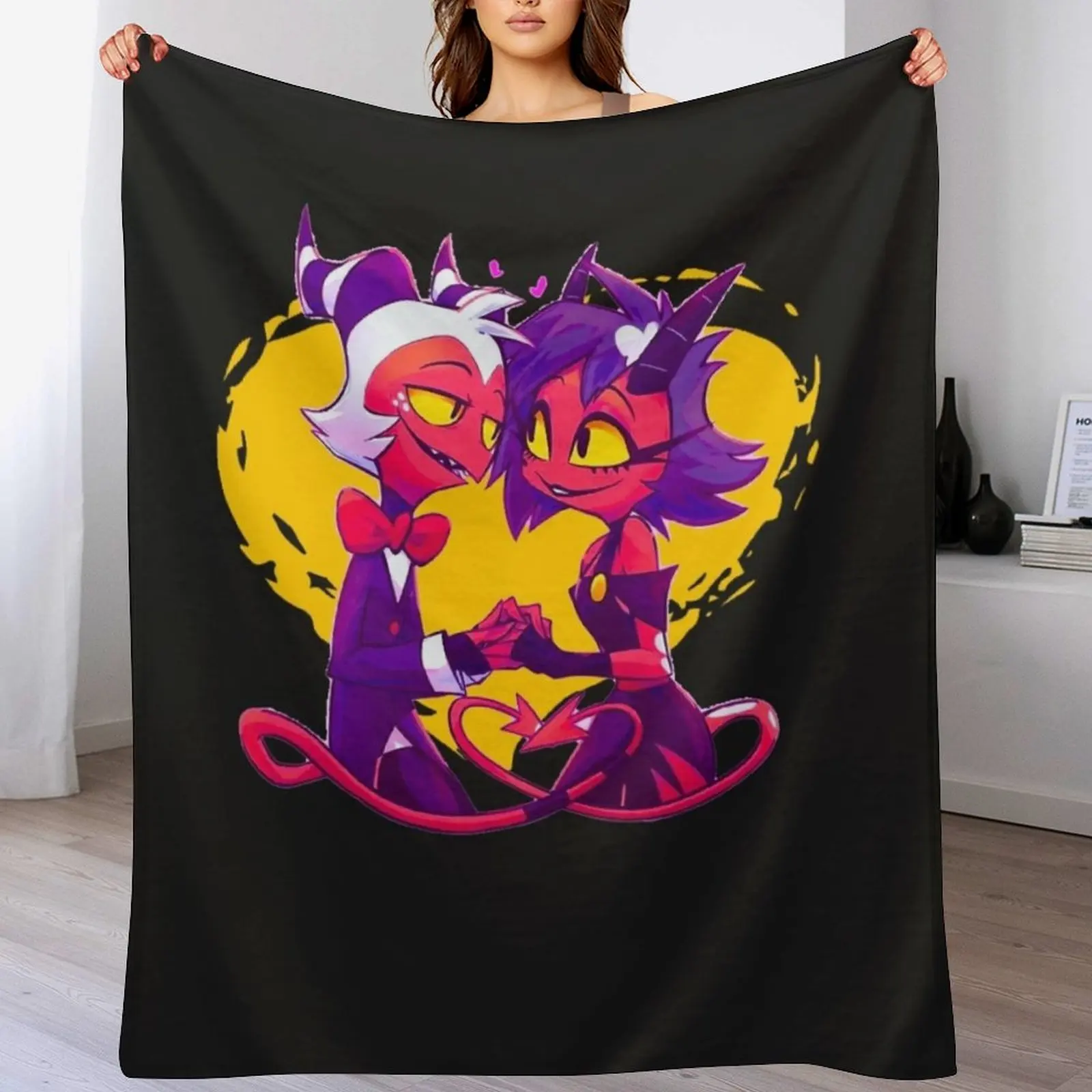 Helluva Boss Millie and Moxxie Throw Blanket Reusable Durable Soft Blanket for All Seasons