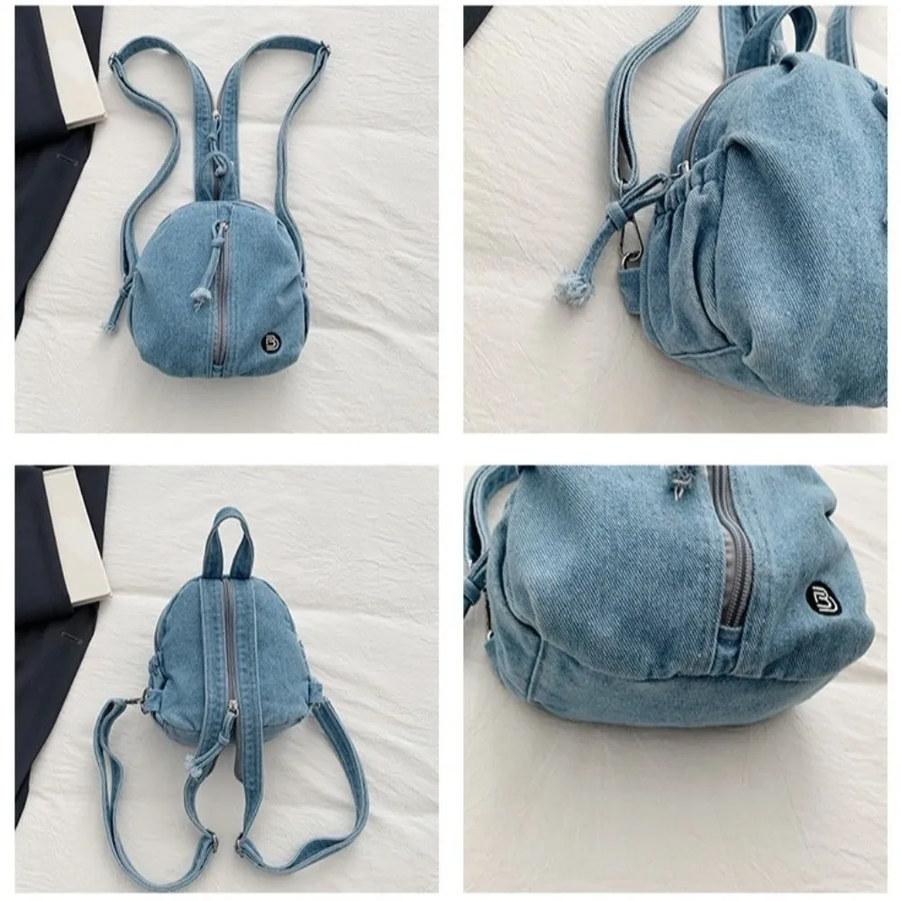 Fashionable Soft Denim Denim Backpack Lightweight Multi Purpose Crossbody Bag Vintage Washed Versatile Travel Mini Purse College