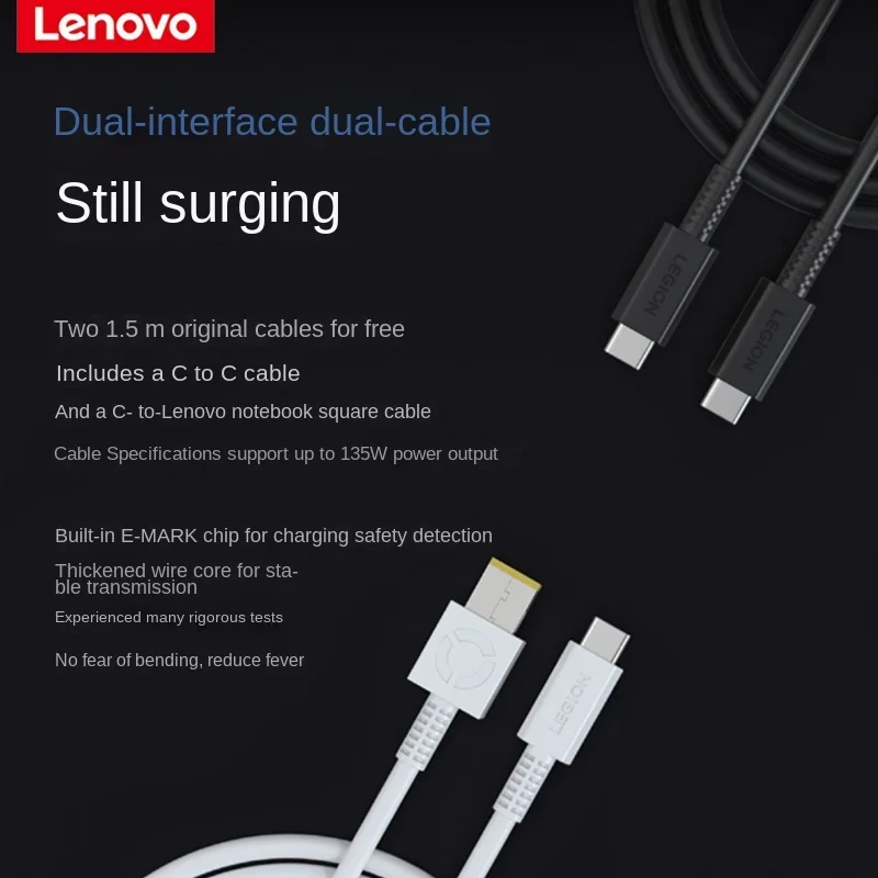 Imagem -05 - Lenovo-carregador Adaptativo Compatível com Vários Dispositivos tipo c Adaptador de Alimentação Galaxy Nitride Laptop pd Carregamento Rápido Salvador C135w