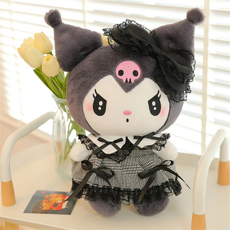 Sanrio Kuromi Plushie Toys My Melody Lolita Gothic Cartoon Soft Filled Doll Plush Pillow Home Decoration Kid Birthday Gift