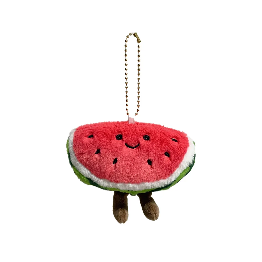 Japonês bonito melancia boneca pingente de pelúcia chaveiro simulação fruta peluda boneca mochila decoração pingente presente aniversário