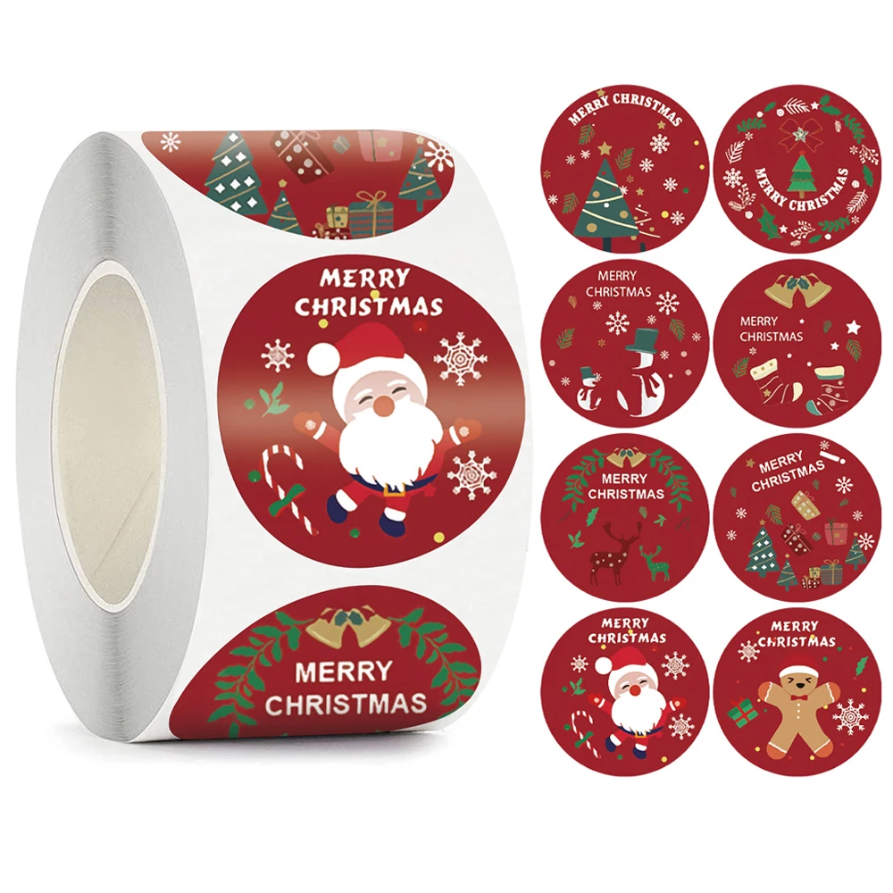 100-500Pcs Merry Christmas Stickers New Year Theme Party Decor Labels Stickers for Gift Baking Package Envelope Seals Stationery