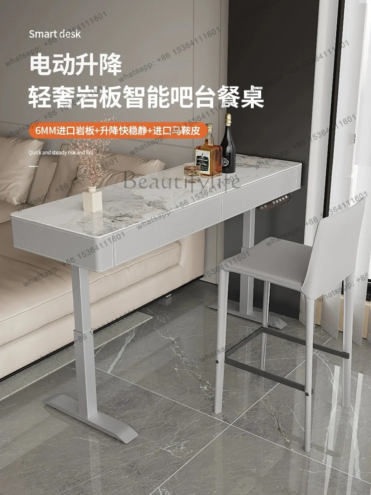 YJ Light Luxury Rock Slab Home Bar By Sofa Living Room Intelligent Liftable Bar Desk all Bar