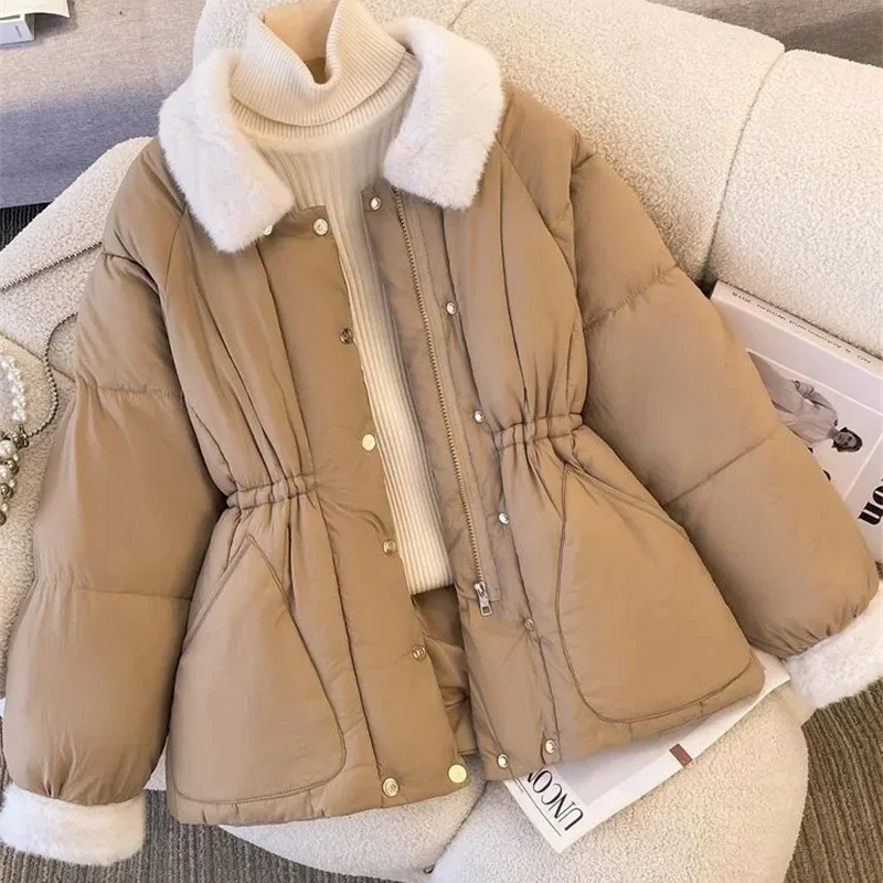 Black Down Cotton-Padded Jacket Women Korean Autumn Winter Cotton Coat Outwear Fashion Elegant Puffer Coats Female Tops Clothing
