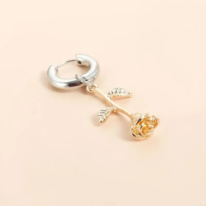 91AF Rose Inspired Ear Jewelry Versatile Double Color Alloy Ear Accessories Suitable For Various Occasions