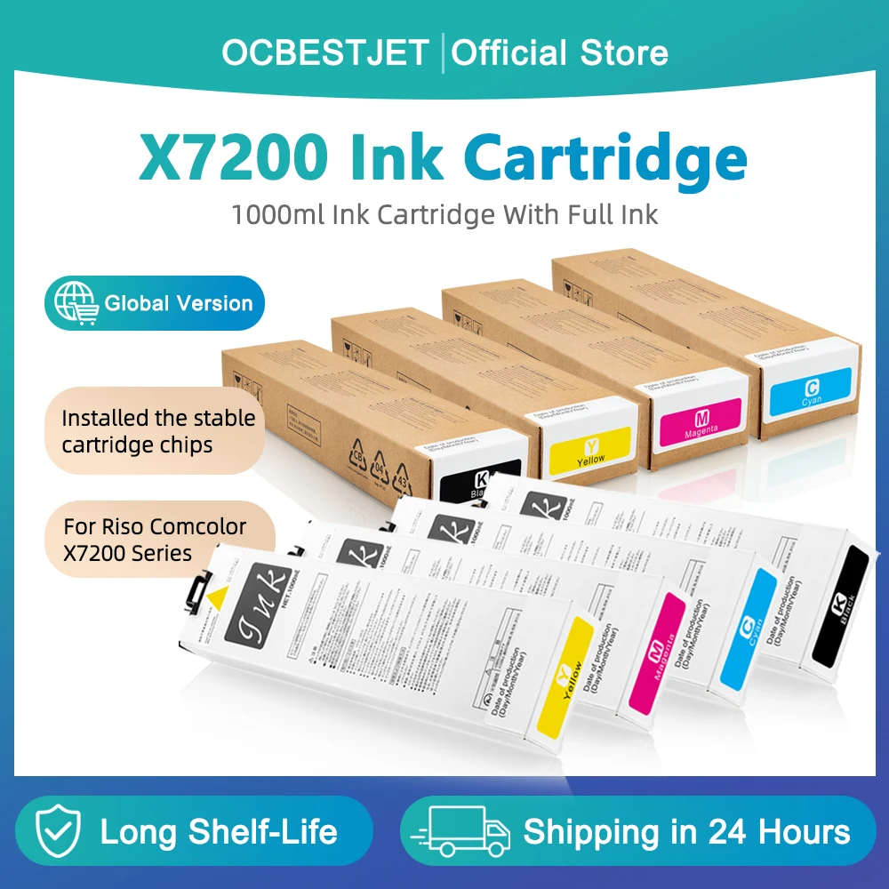 For Riso ComColor Ink Cartridge Full With Pigment Ink For Riso X7200 Printer 1000ml/pc