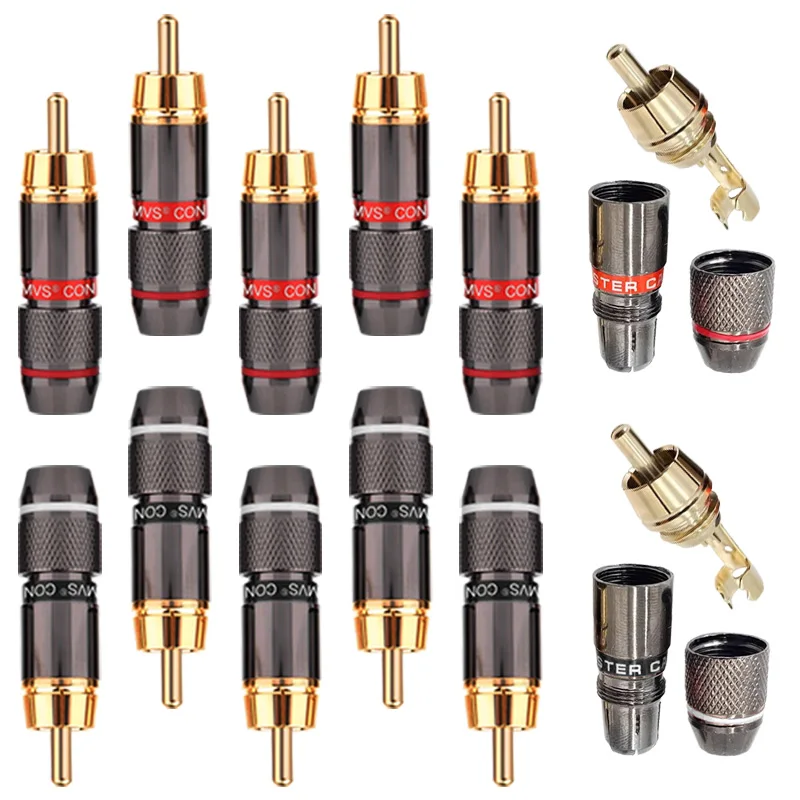 Musical Sound Plugs Gold-Plated RCA Plug Audio Jack Adapter RCA Connector for Audio Speaker Cable Connection