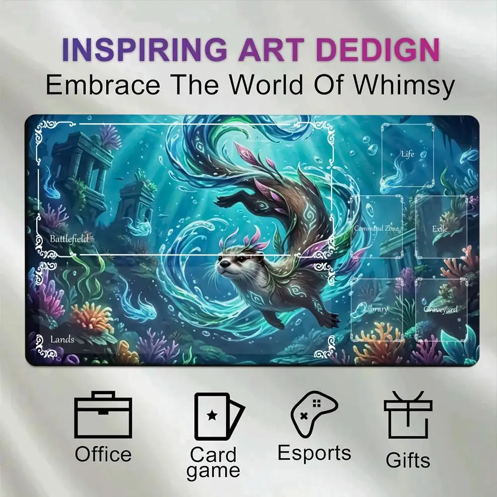 

Otter Mage anime Magic Card Gaming Mats with zone mtg playmat desk mat Commander Playmat suitable for game gathering magic rug