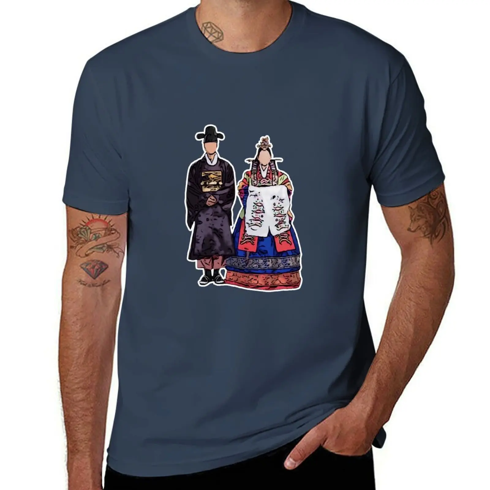 

Korean Wedding in Hanbok T-Shirt Retro Style Print Casual Top
