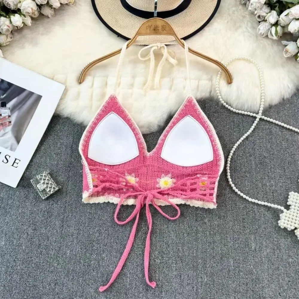 

Короткая майка Sweet Daisy, летняя пляжная ажурная женская нижнее белье, бретелька с кисточками