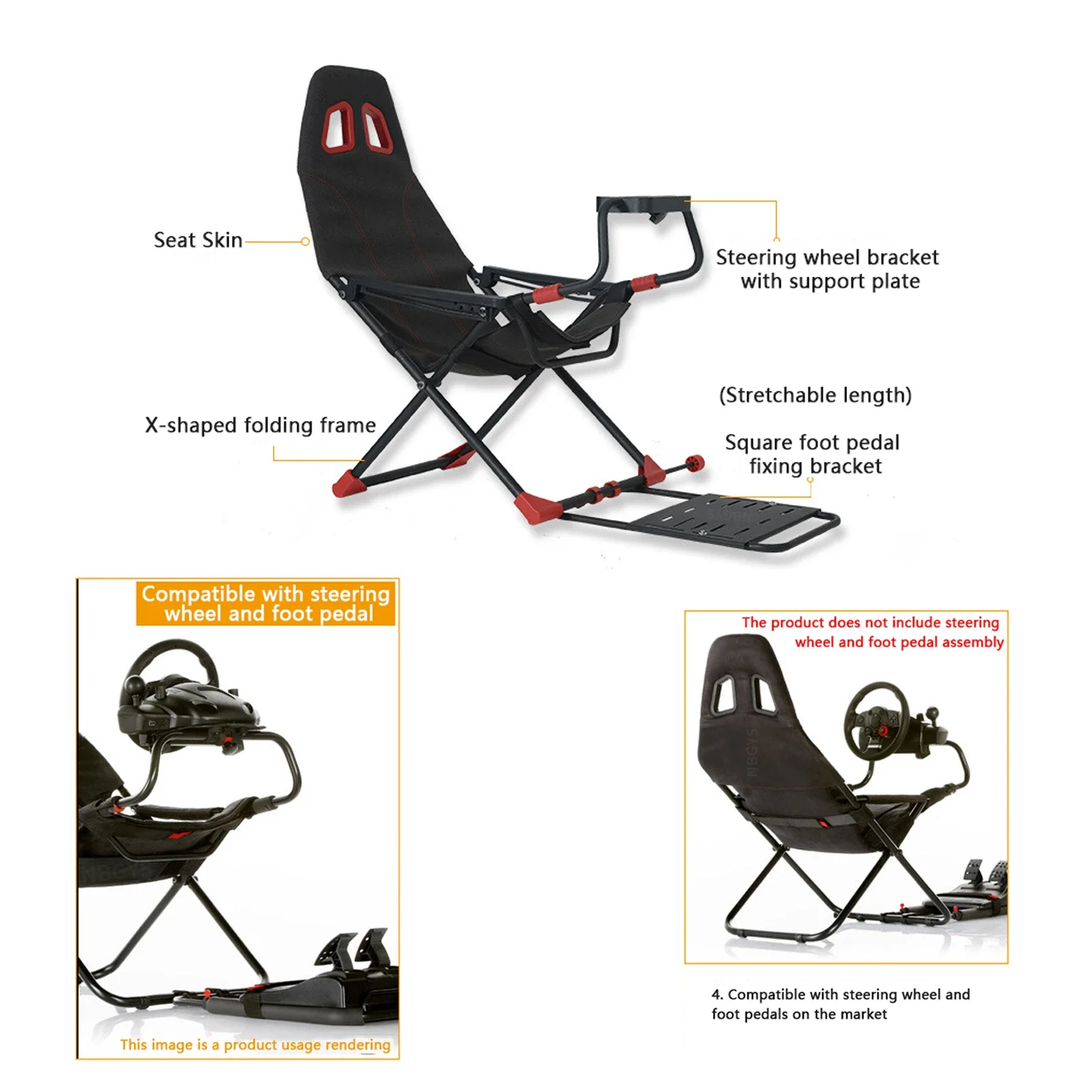 Home game simulator folding racing simulator bracket seat steering wheel bracket racing game experience device