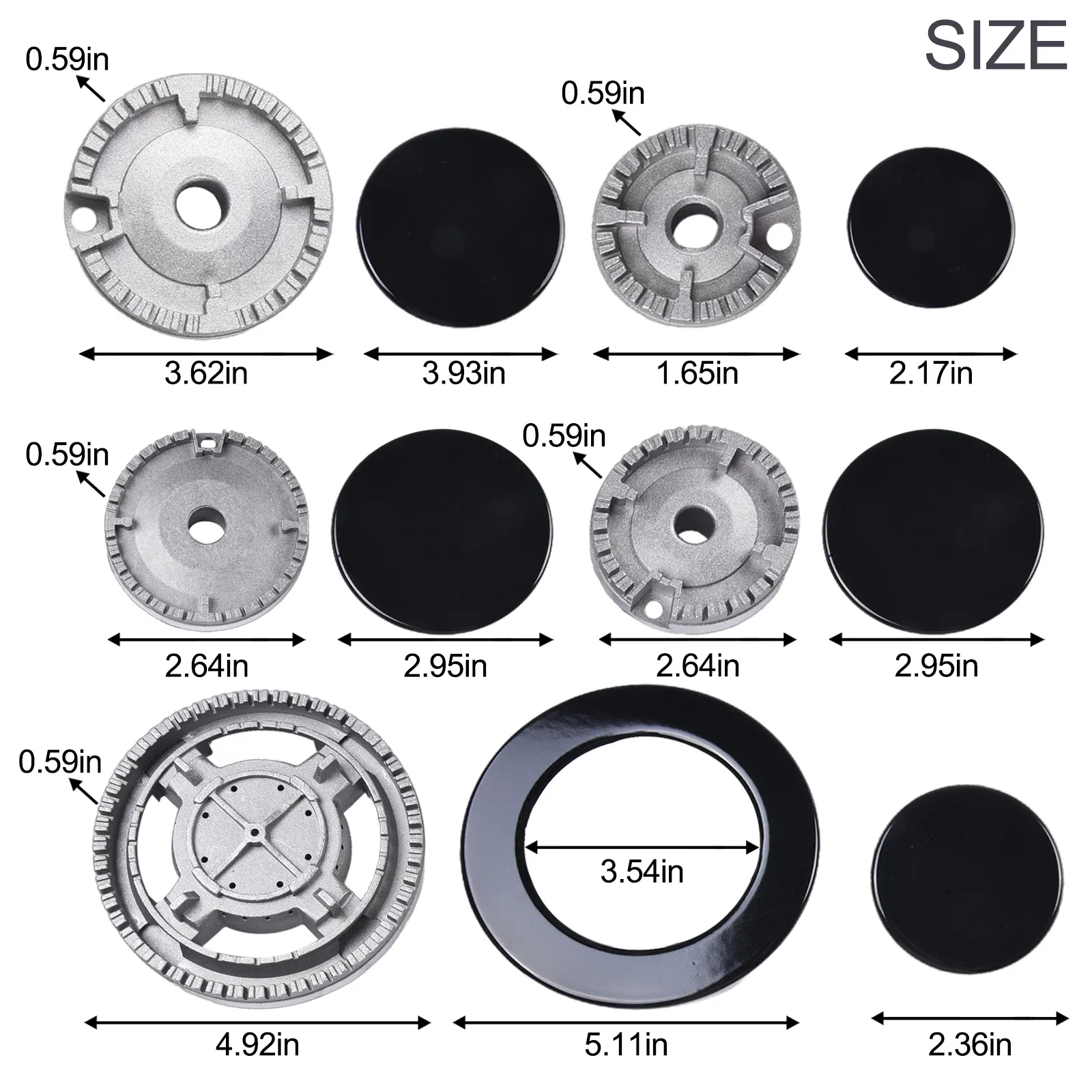 Upgraded Stove Lid Set For Sabaf Gas Stoves, Includes Stove Lid Handles And Stove Lids For Kitchen Appliances And Gas Cookware
