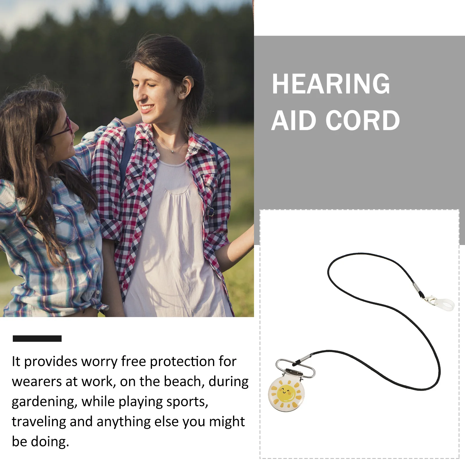 

Hearing Aid Hanging Strap with Extra Attachments Comfortable Sweat-Resistant Clip Lanyard for Work Travel Outdoor Activities