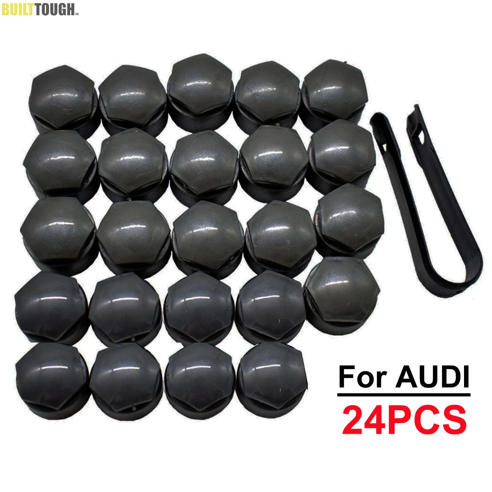 24x Car Wheel Nut Caps Accessories Auto Tyre Hub Screw Anti-Rust Protection Vehicle Bolts Studs Cover Black For Audi A4 A6 Q3 Q5