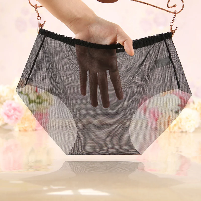 

Women's Mesh Briefs Shorts Sexy Ultrathin Transparent Middle Waist Panties Female Breathable Knickers Underwear