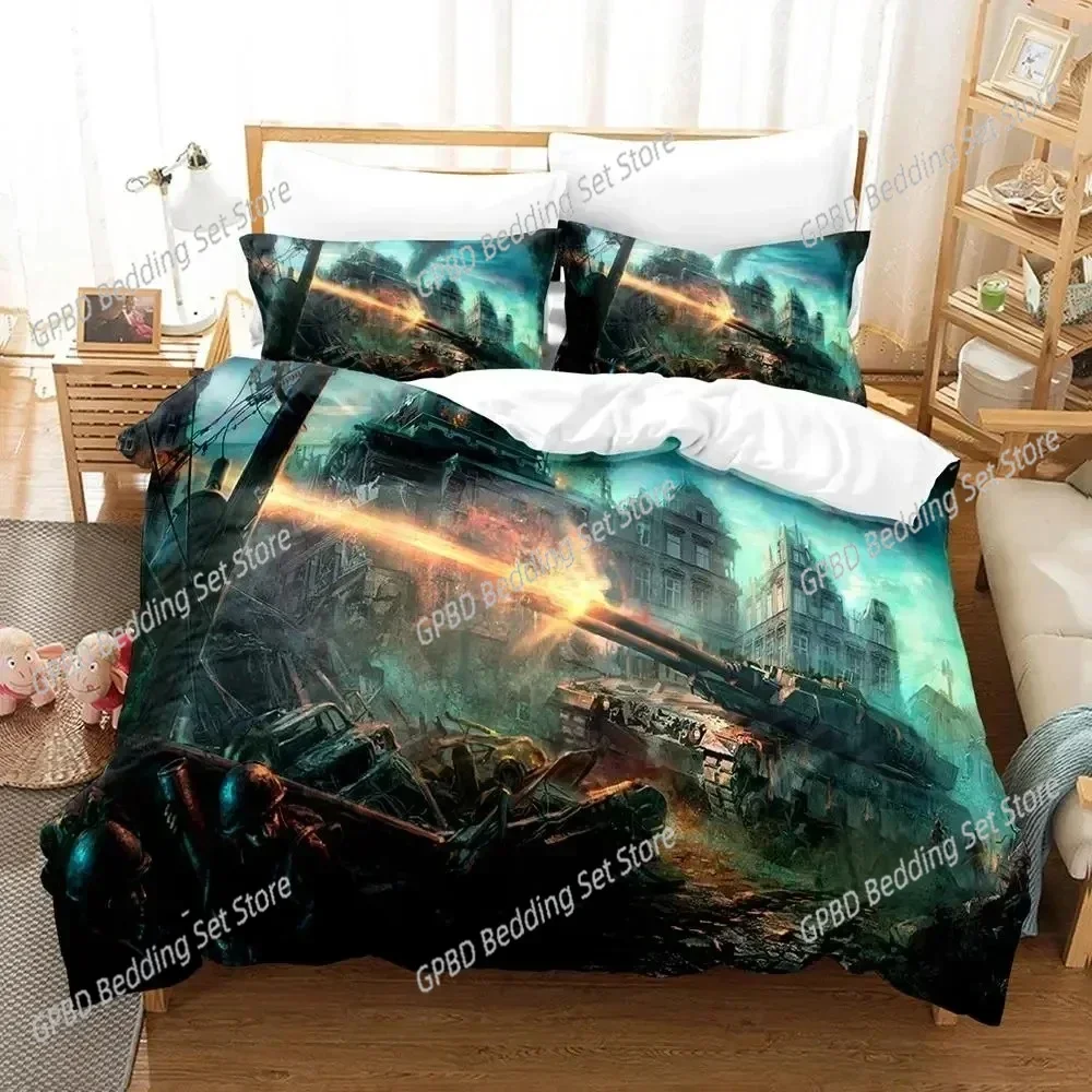 

Luxury New Game World Of Tanks Comfortable Duvet Quilt Cover Pillowcase Bedding Set Children Bedroom Decoration Home Textile