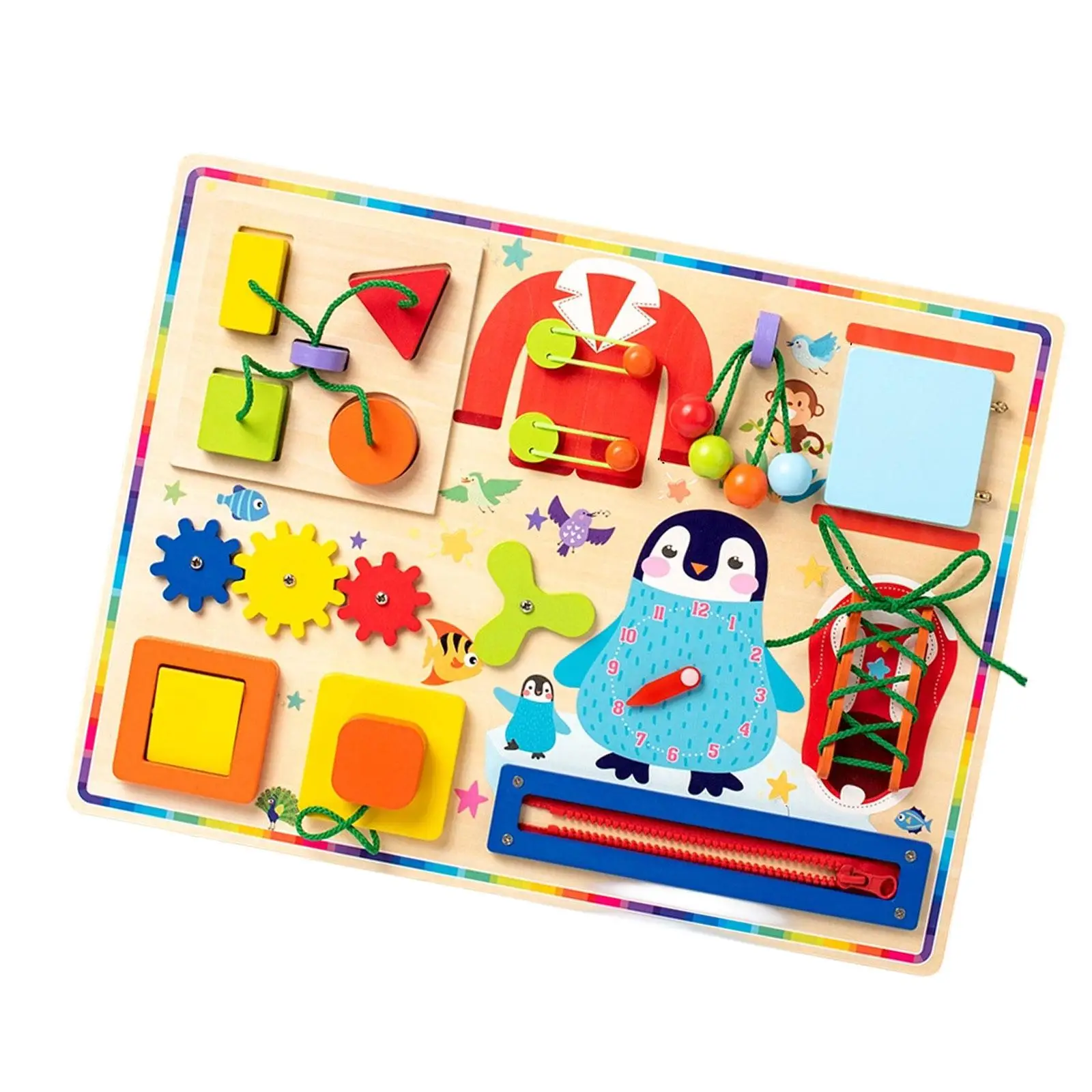 

Children Busy Board Early Learning Toys Fine Motor Development Toy Sensory Toys Wood Sensory Board for Preschool Girls Boys