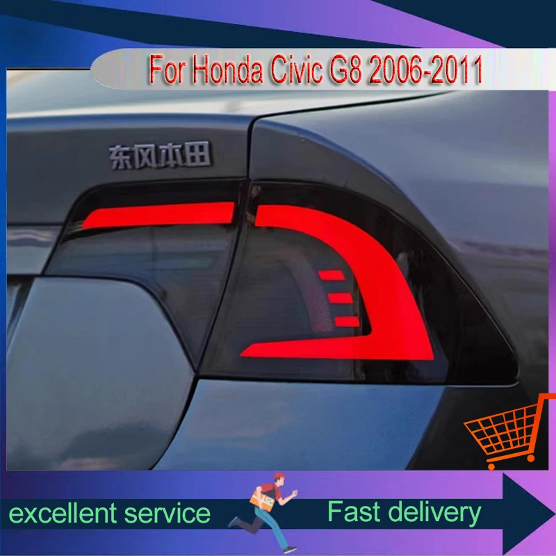 

Пара автомобильных задних фонарей для Honda Civic G8 2006-2011, светодиодные DRL, обновленные классические задние фонари, инструменты для транспортных средств, автомобильные аксессуары