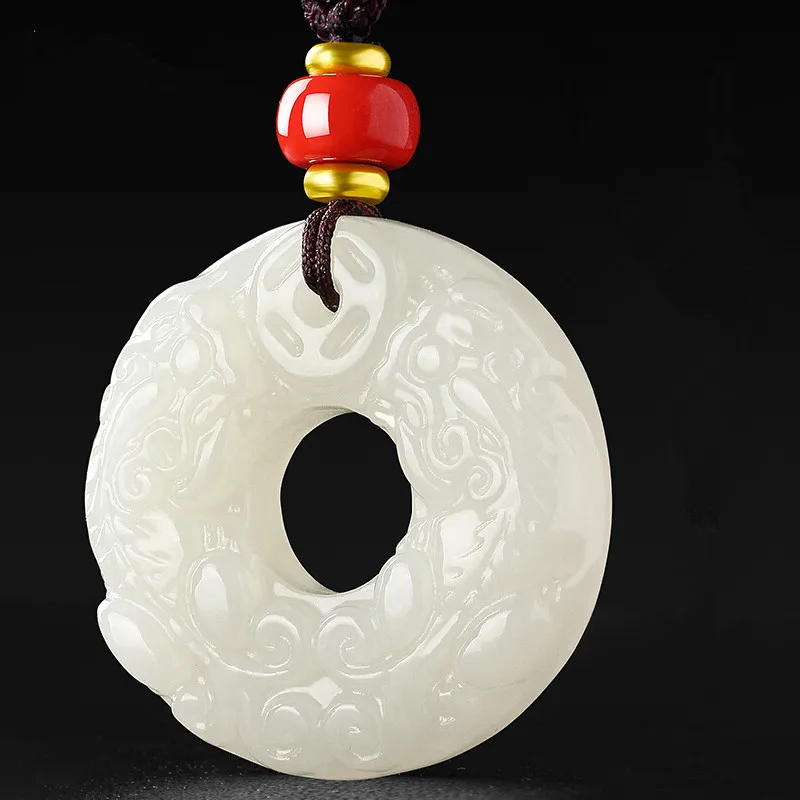 Jade Market Wholesale White Jade Buckle Jade Pendant Xinjiang Hetian Sheep Fat White Jade Double Chopsticks Safety Buckle