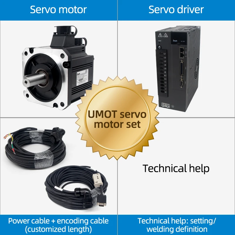 UMOT محرك سيرفو Invt 7.5 Kw سيرفو 180 مللي متر 7.5kw 380 فولت 22.5a 48n.M 1500 دورة في الدقيقة Cnc Servos 23bit ثلاث مراحل محرك معزز سائق الفرامل عدة