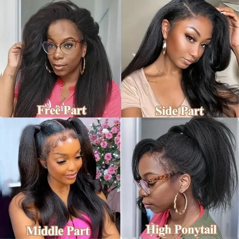 4C Edges Kinky Straight Natural Human Hair Wigs 13x5 HD Lace Front Wigs Human Hair Everyday & Special Events, Event Hairpiece image 4