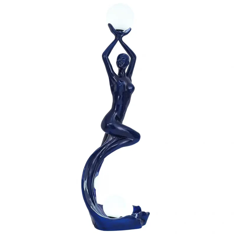 Modern luxury resin LED floor lamp high color rendering index 95 warm white light hotel living room abstract humanoid sculpture
