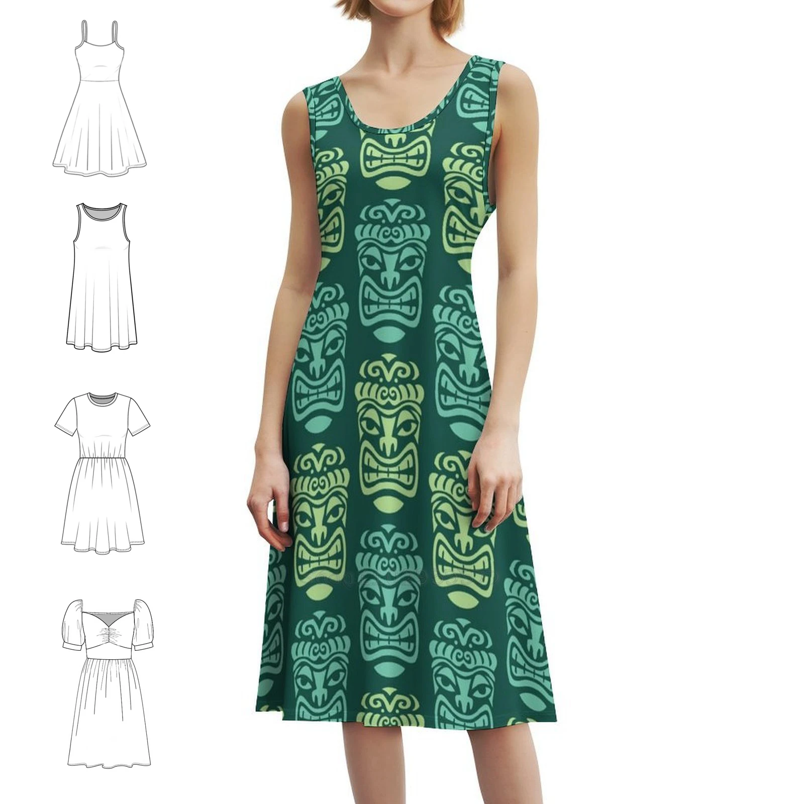الرجعية منتصف القرن الحديثة تيكي نمط 562 الكورية نمط فستان كاجوال للنساء بسيط اليومية مكتب سيدة فساتين عصر منتصف القرن #1