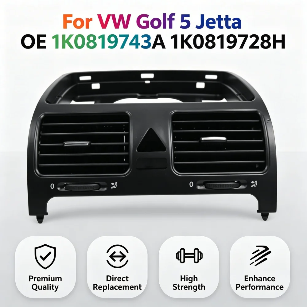 Mittelkonsolen-Lüftungsgitter für VW Golf 5 Jetta Direkter Ersatz OE 1K0819743A 1K0819728H