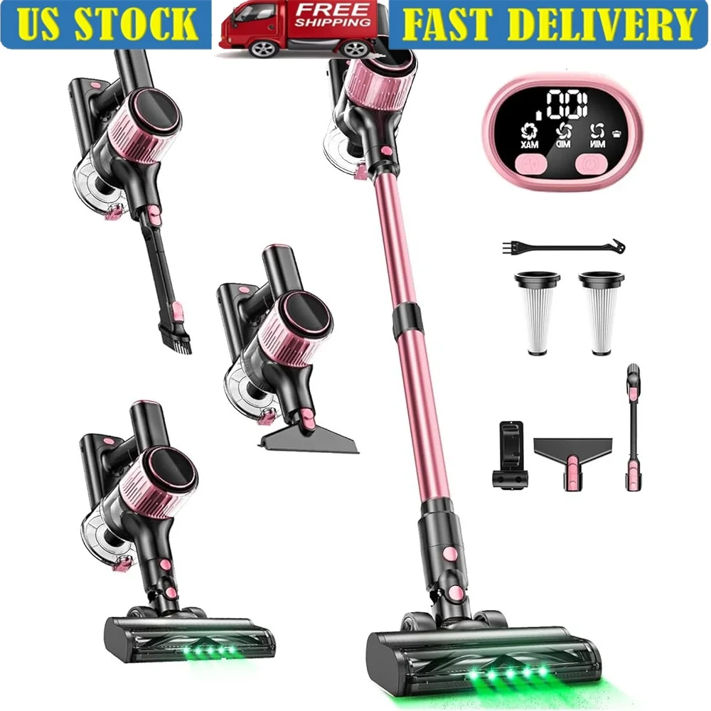 

Cordless Vacuum Cleaner 8 in 1 Lightweight Powerful Suction 40Kpa LED Display 3 Suction Modes 45 Mins Runtime HEPA Filter