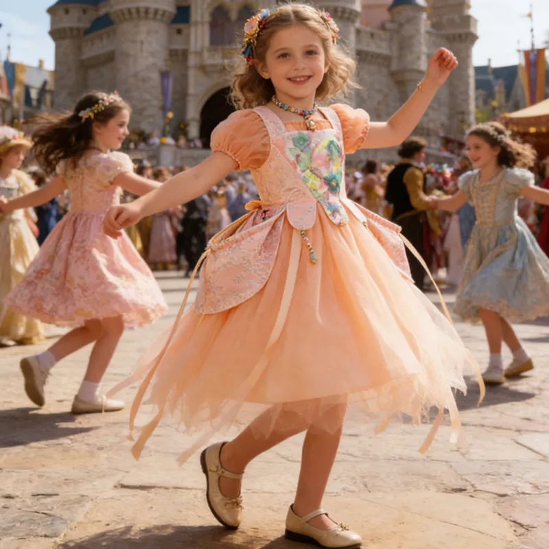 Summer Girls' Dresses For Elegant Tulle Ball Gown Kids Birthday Party Role Play Dress Wedding Pageant Party Festive Ball Gown