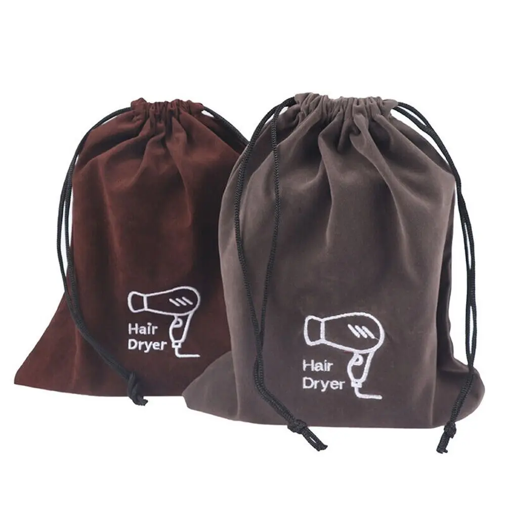 New Durable Flannel Practical Hair Dryer Drawstring Bag Velvet Bag for Jewellery Travel Toiletry Carry Pouch Hair Dryer Pouch