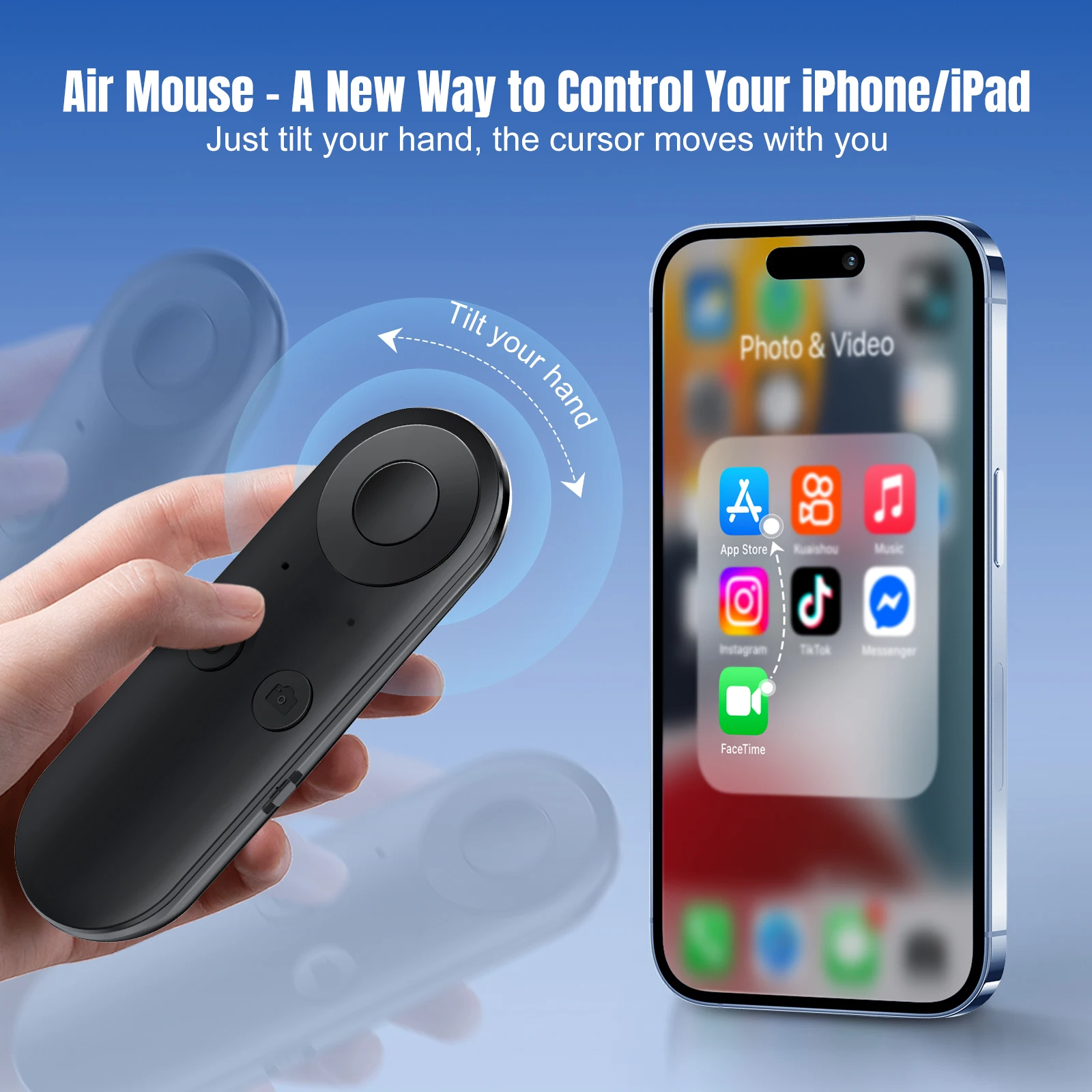 Smartphone Remote Clicker with Air Mouse Multifunctional Smart Fingertip Ring Remote Control for iPhone iPad Android Tablet