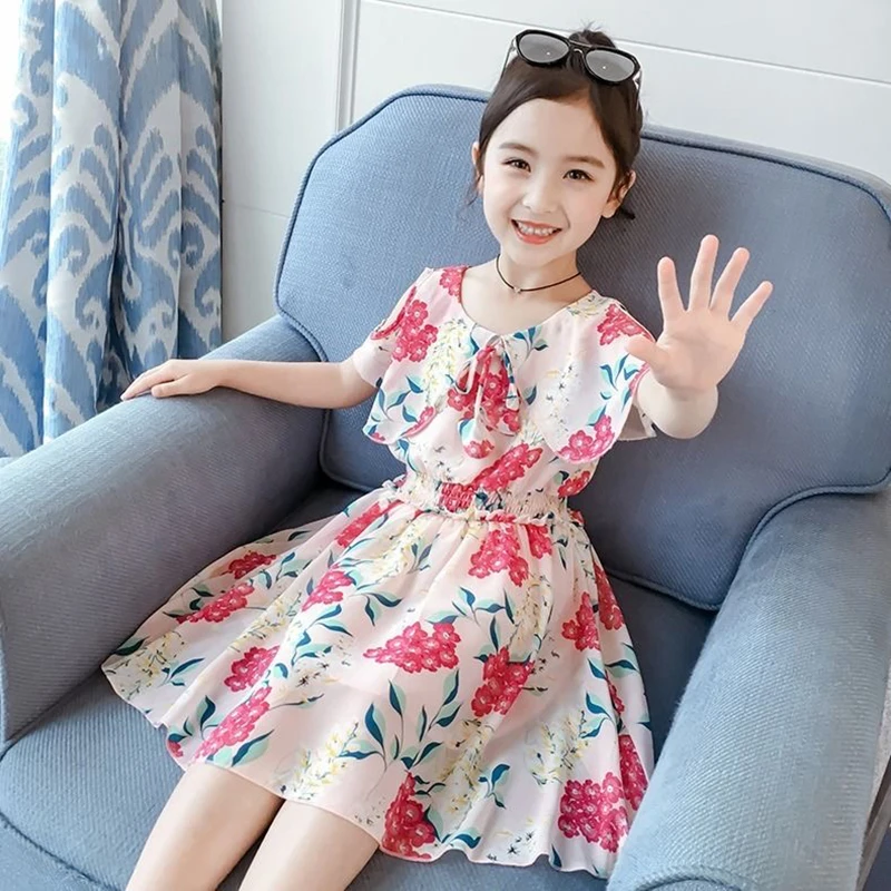 3 4 5 6 7 8 9 Years Baby Girls Dress Summer Chiffon Elegant Princess Dresses For Girls Flowers Dress Birthday Party Kids Clothes