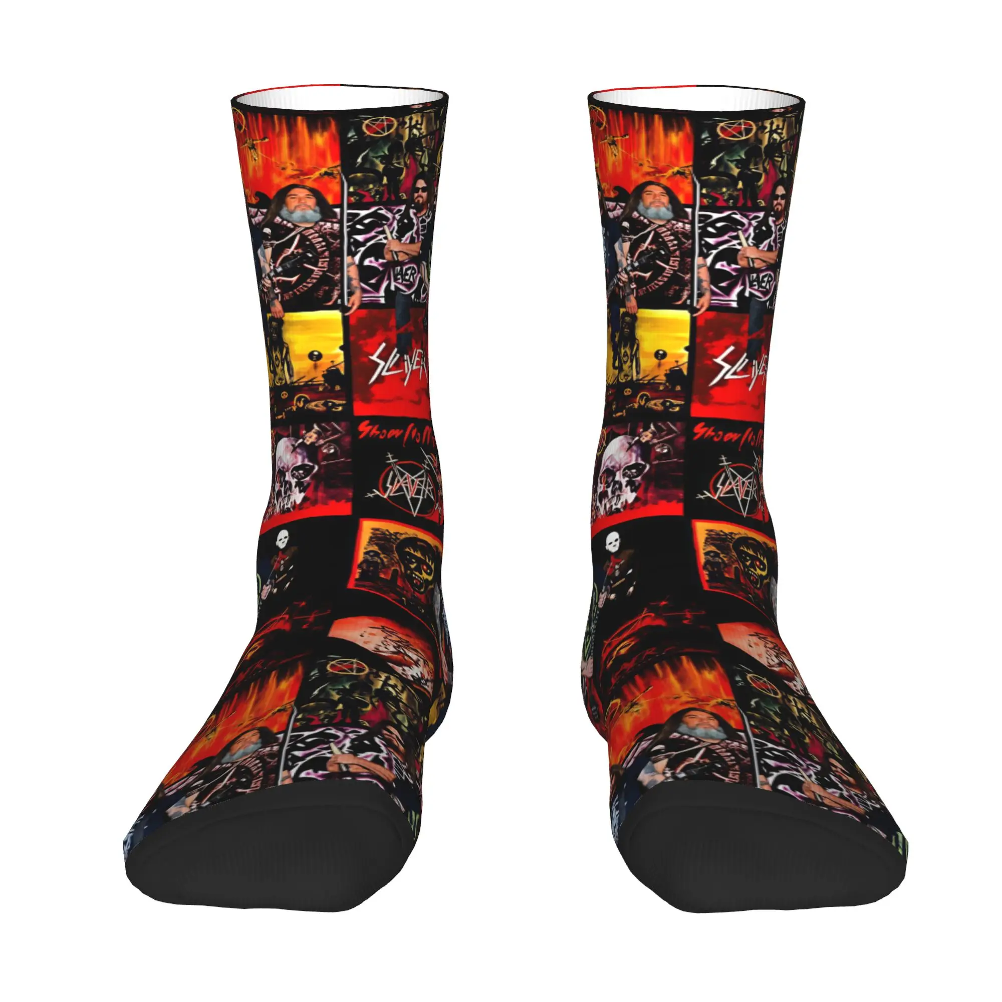 Funny Printed S-Slayers Heavy Metal Rock Socks for Women Men Stretchy Summer Autumn Winter  Crew Socks