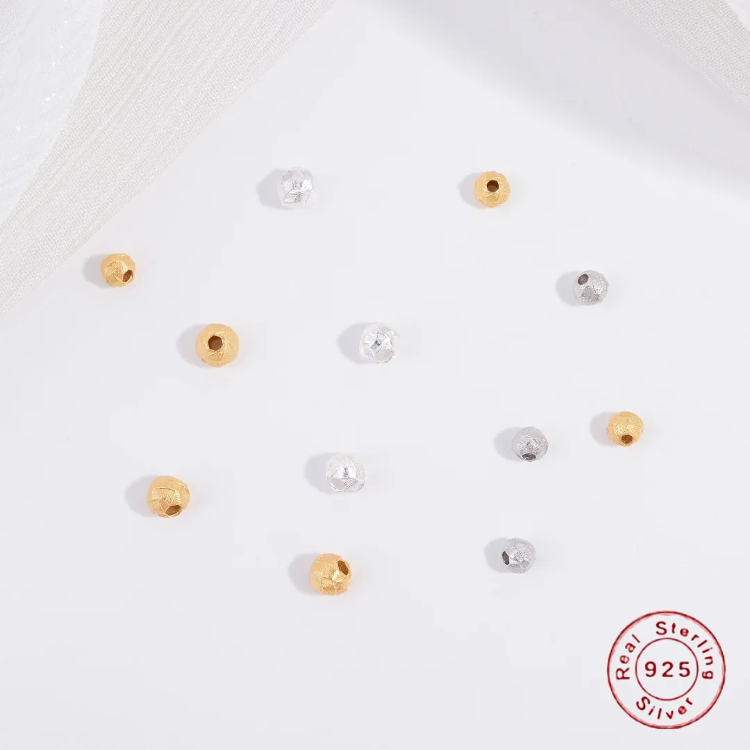 

S925 Sterling Silver Twisted Ball Large Hole Spacer Beads DIY Handmade Bracelet Necklace Loose Bead Accessories SZ170