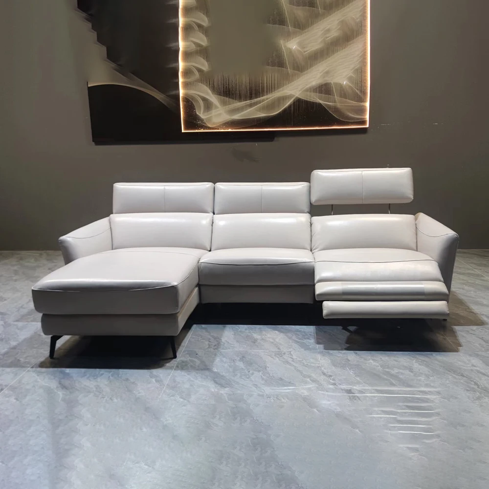 

Linlamlim Luxury Dual Motor Genuine Leather Electric Recliner Sofa Modern Power Reclining Couch Adjustable Headrest Theater Sofa