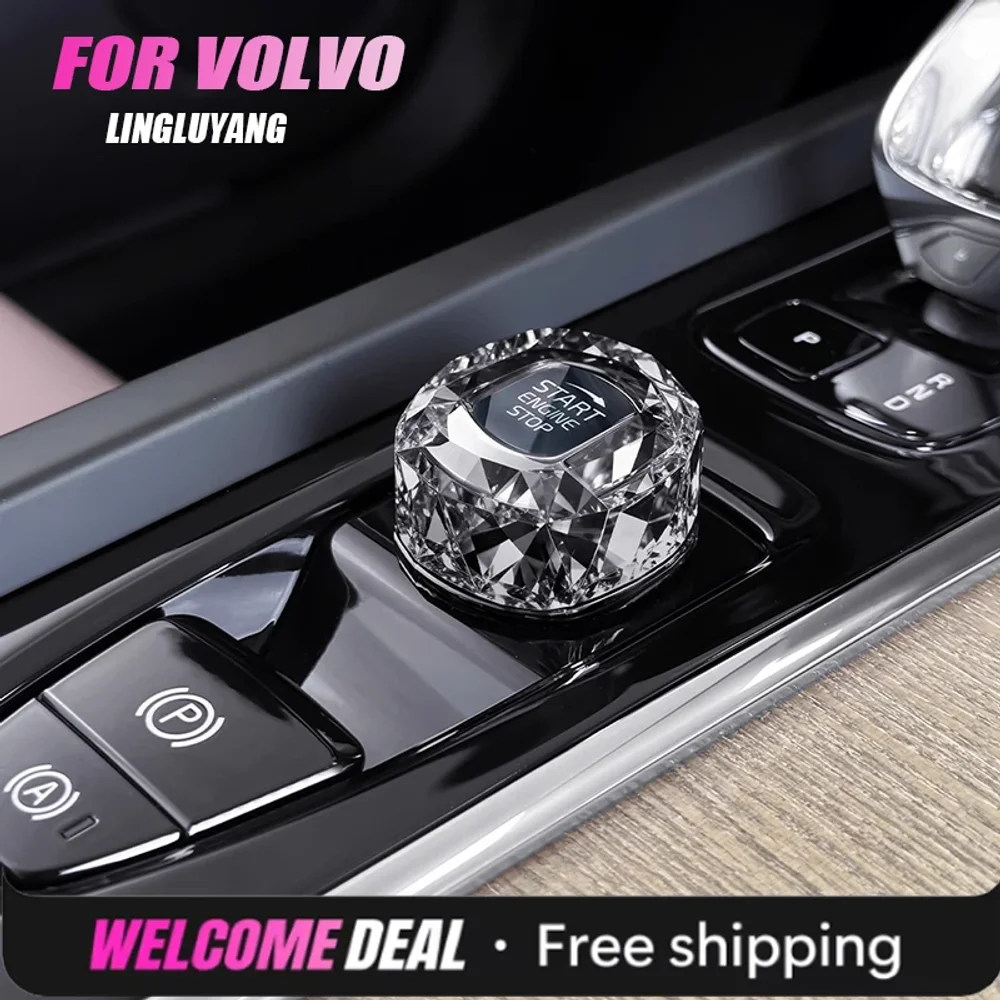 For Volvo XC60 S90 XC90 S60 V60 V90 One Click Start Crystal Knob Cover Interior Modification Accessories