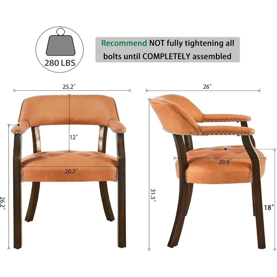 كراسي تناول الطعام مع كرسي مكتب منجد بأذرع ومسامير معدنية. كراسي كابتن PU Boss كراسي كلاسيكية لهجة البراز لـ