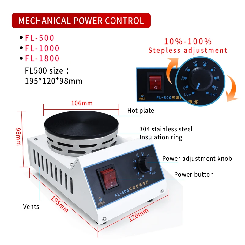 Xin Tester Laboratorium Gesloten Elektrische Oven Digitale Display 220V Verstelbare Verwarming Oven 500W/1000W/1800W