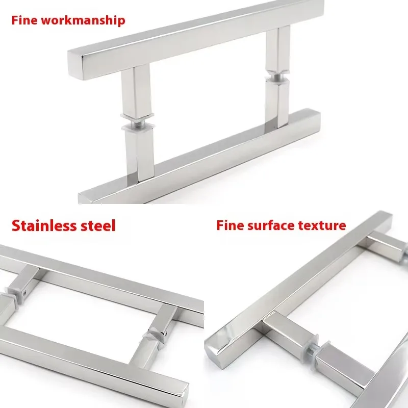 Direct Satin Stainless Steel Aluminum Wood Sliding Office Hotel Bathroom Door Handle with Mirror Light Armrest