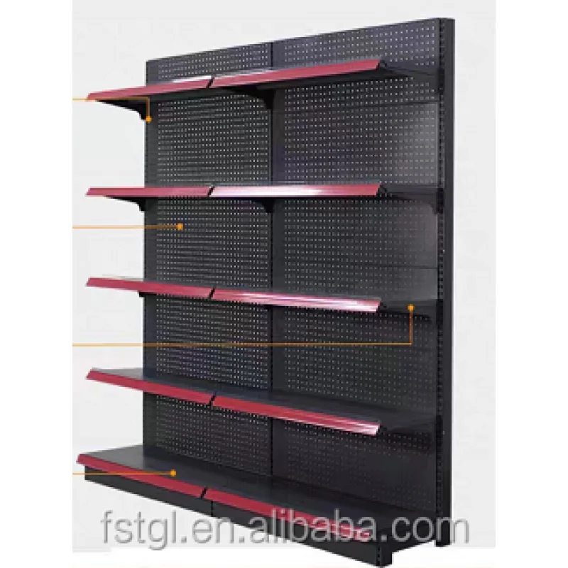 (customized)High Quality multi layer shop racks and shelves  Perforated Hole Back Panel Cold Rolled Steel Wall Shelf Superma