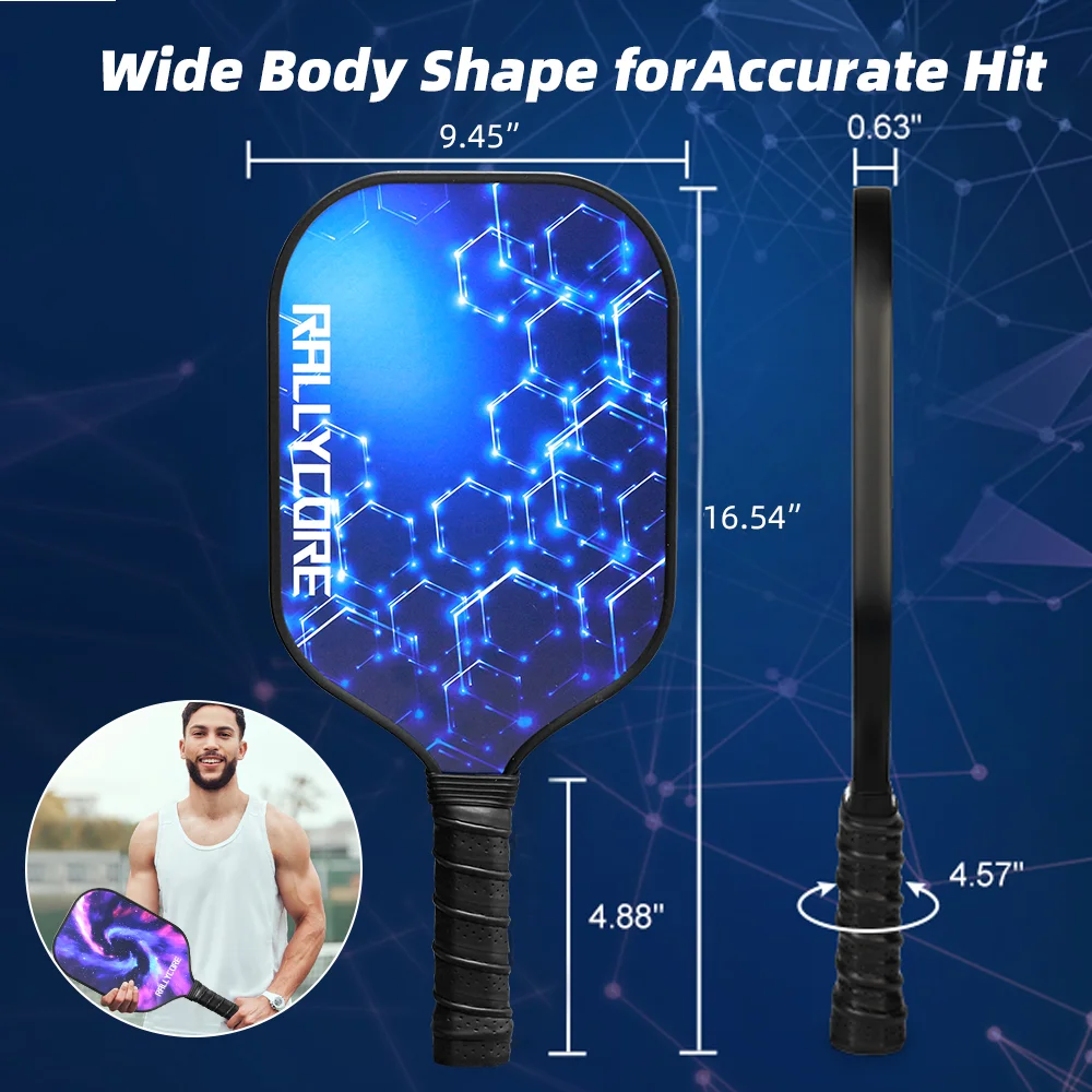Premium glasvezel pickleball peddels set van 2 |   High-Friction Surface Rackets voor verbeterde controle - Perfect voor mannen en vrouwen