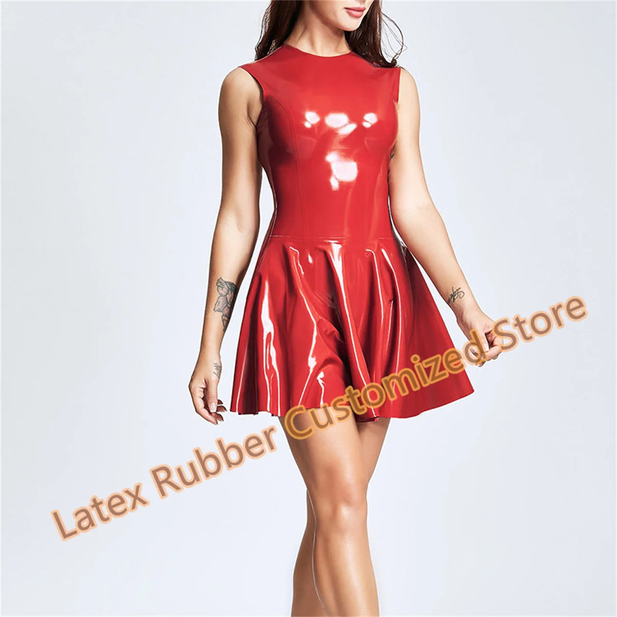

Women Latex Dress with Back Zip Rubber Dresses Support Custom Made Halloween Cosplay Costumes