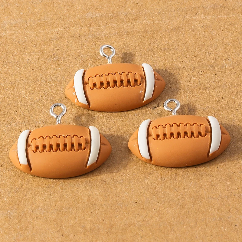 10pcs Resin Mini 3D Football Charms Sports Ball Pendants DIY Earrings Necklace Bracelet Jewelry Making Accessories Supplies