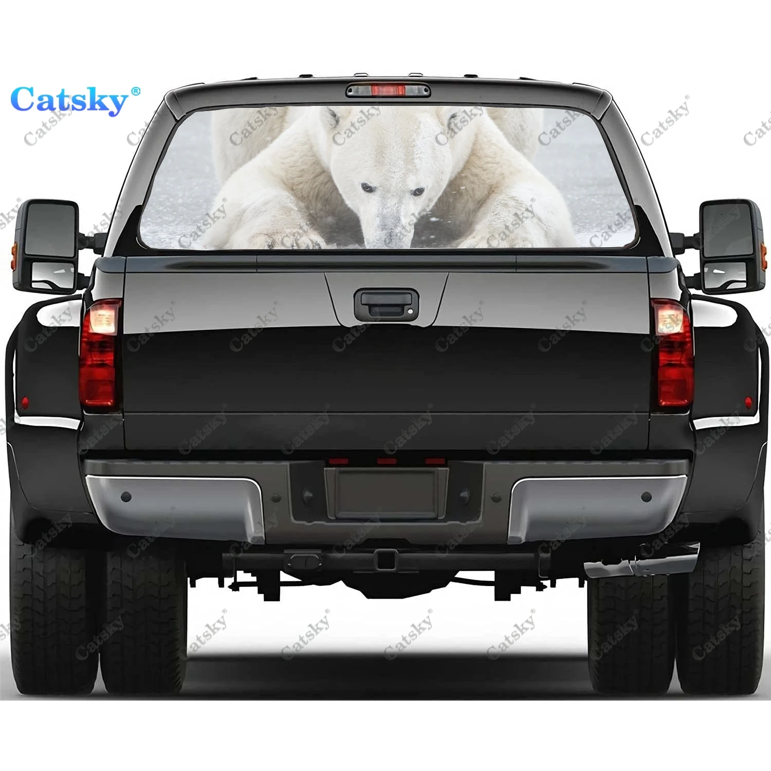 Polar Bear Rear Window Decals for Trucks,Pickup Window Decal,Rear Window Tint Graphic Perforated Vinyl Truck Stickers