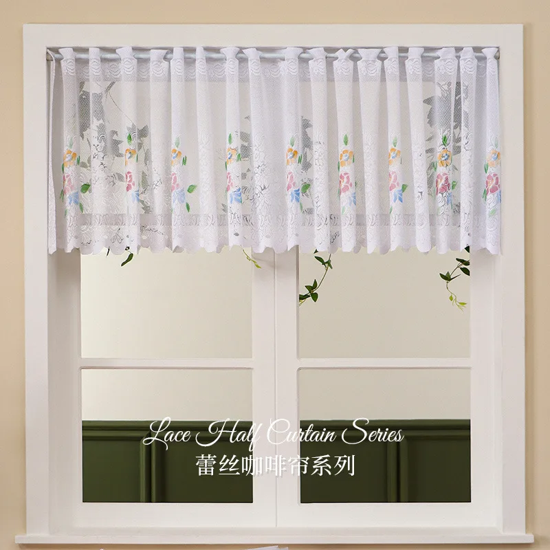 Lace Series Half Curtain High-end Bedroom Kitchen Partition Lace Hollow Blocking Short Curtain