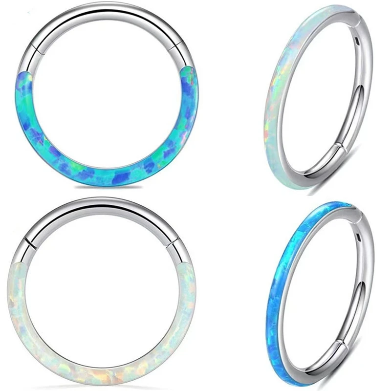 1 زوج 316L الفولاذ المقاوم للصدأ الميمون الوردي الأزرق حلق من العقيق التيتانيوم القوقعة خواتم الأنف الشفاه مجوهرات للجسم بالجملة قطرة شي #4