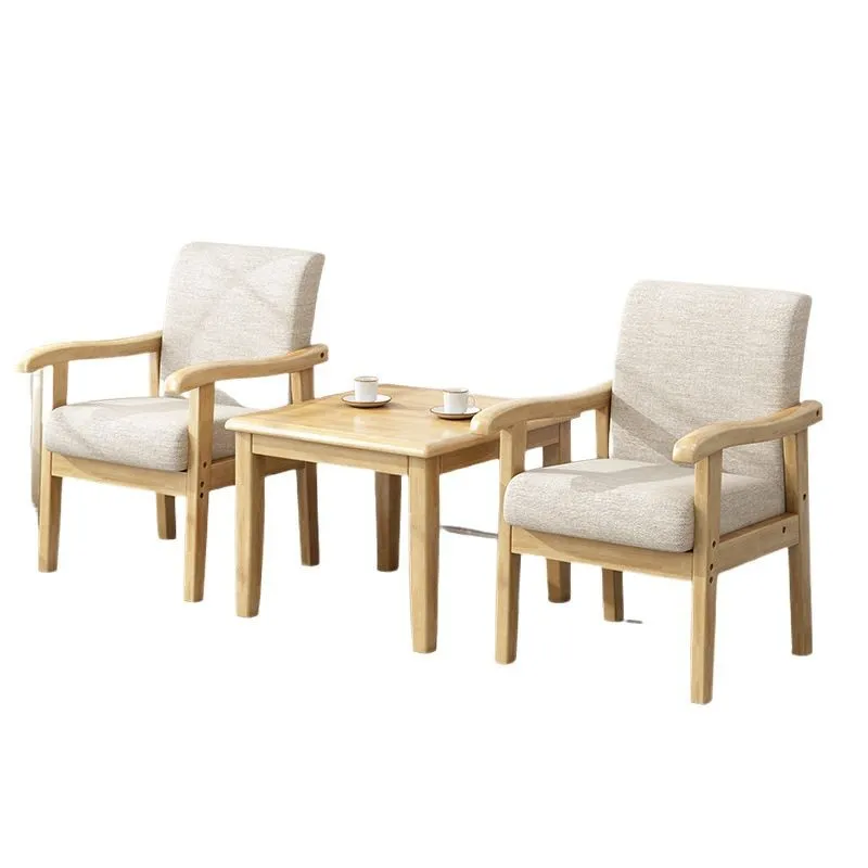 

Balcony small tea table chair one table and two chairs combination solid wood sofa chair coffee table three-piece set
