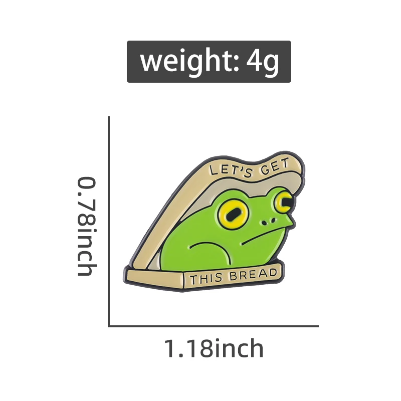 Frog Sandwich Enamel Pins Custom Froggy Bread Brooches Lapel Badges Animal Funny Jewelry Gift for Kids Friends